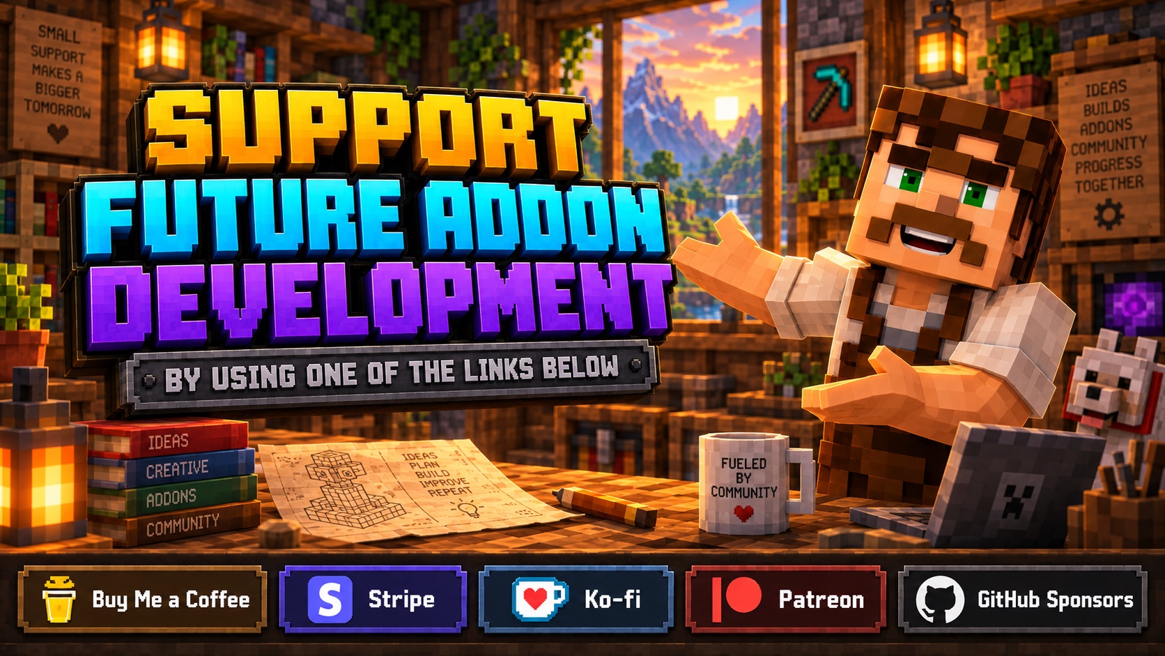 Support future addon development by using one of the links below — Buy Me a Coffee, Stripe, Ko-fi, Patreon, or GitHub Sponsors